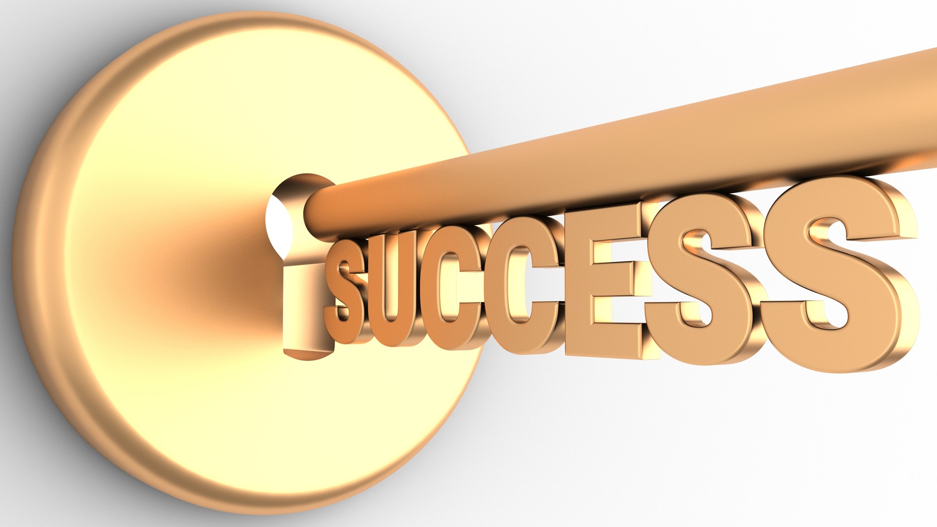 Key to Success and a keyhole isolated on white. 3D-rendering.